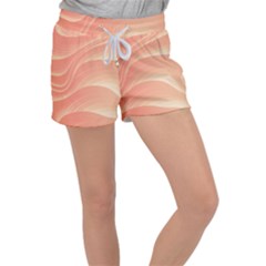 Coral Peach Swoosh Velour Lounge Shorts by SpinnyChairDesigns