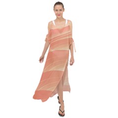 Coral Peach Swoosh Maxi Chiffon Cover Up Dress by SpinnyChairDesigns