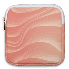 Coral Peach Swoosh Mini Square Pouch by SpinnyChairDesigns