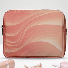 Coral Peach Swoosh Make Up Pouch (large) by SpinnyChairDesigns