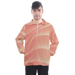 Coral Peach Swoosh Men s Half Zip Pullover by SpinnyChairDesigns