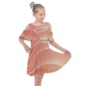 Coral Peach Swoosh Kids  Shoulder Cutout Chiffon Dress View1