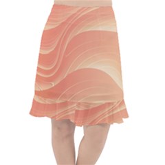 Coral Peach Swoosh Fishtail Chiffon Skirt by SpinnyChairDesigns