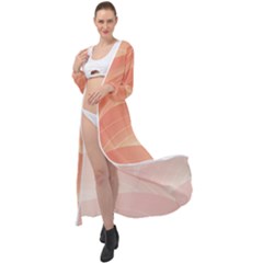 Coral Peach Swoosh Maxi Chiffon Beach Wrap by SpinnyChairDesigns