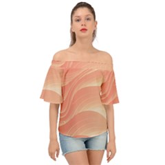 Coral Peach Swoosh Off Shoulder Short Sleeve Top by SpinnyChairDesigns