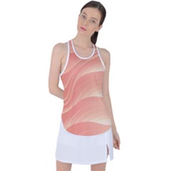 Coral Peach Swoosh Racer Back Mesh Tank Top by SpinnyChairDesigns