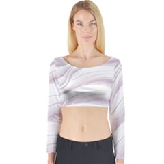 Pale Pink And White Swoosh Long Sleeve Crop Top by SpinnyChairDesigns