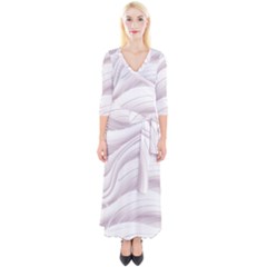 Pale Pink And White Swoosh Quarter Sleeve Wrap Maxi Dress by SpinnyChairDesigns