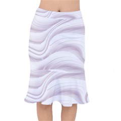 Pale Pink And White Swoosh Short Mermaid Skirt by SpinnyChairDesigns