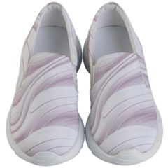 Pale Pink And White Swoosh Kids Lightweight Slip Ons by SpinnyChairDesigns