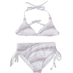 Pale Pink And White Swoosh Kids  Classic Bikini Set by SpinnyChairDesigns