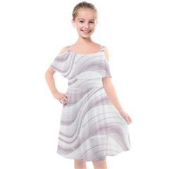 Pale Pink And White Swoosh Kids  Cut Out Shoulders Chiffon Dress by SpinnyChairDesigns