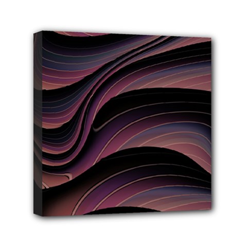 Dark Purple And Black Swoosh Mini Canvas 6  X 6  (stretched) by SpinnyChairDesigns