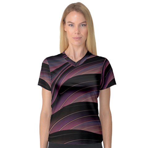 Dark Purple And Black Swoosh V-neck Sport Mesh Tee by SpinnyChairDesigns