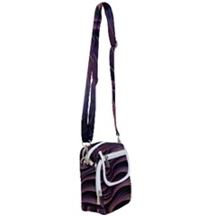 Dark Purple And Black Swoosh Shoulder Strap Belt Bag by SpinnyChairDesigns