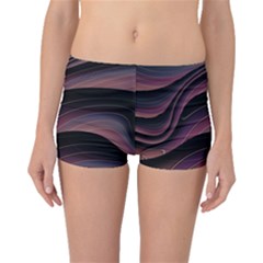 Dark Purple And Black Swoosh Boyleg Bikini Bottoms by SpinnyChairDesigns