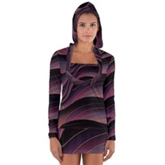 Dark Purple And Black Swoosh Long Sleeve Hooded T-shirt by SpinnyChairDesigns