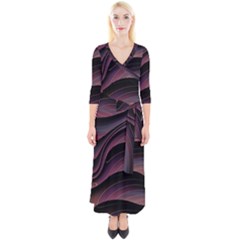 Dark Purple And Black Swoosh Quarter Sleeve Wrap Maxi Dress by SpinnyChairDesigns