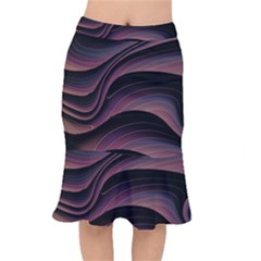 Dark Purple And Black Swoosh Short Mermaid Skirt by SpinnyChairDesigns