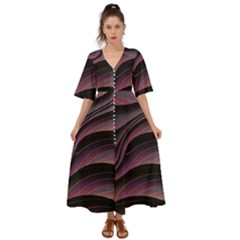 Dark Purple And Black Swoosh Kimono Sleeve Boho Dress by SpinnyChairDesigns