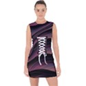 Dark Purple and Black Swoosh Lace Up Front Bodycon Dress View1