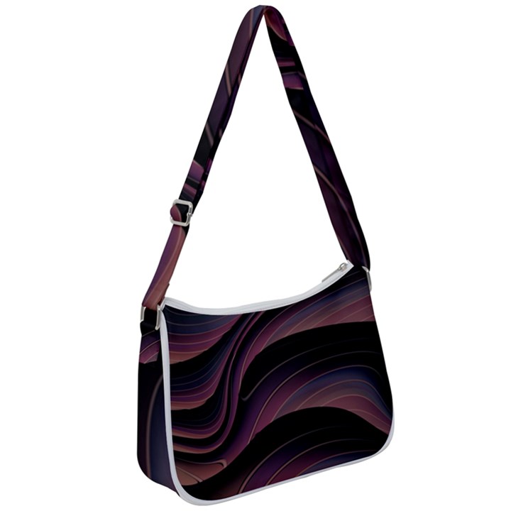 Dark Purple and Black Swoosh Zip Up Shoulder Bag