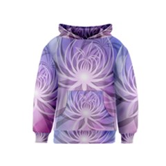 Watercolor Blue Purple Floral Pattern Kids  Pullover Hoodie by SpinnyChairDesigns