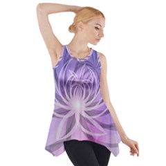 Watercolor Blue Purple Floral Pattern Side Drop Tank Tunic by SpinnyChairDesigns