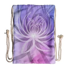 Watercolor Blue Purple Floral Pattern Drawstring Bag (large) by SpinnyChairDesigns