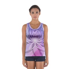 Watercolor Blue Purple Floral Pattern Sport Tank Top  by SpinnyChairDesigns