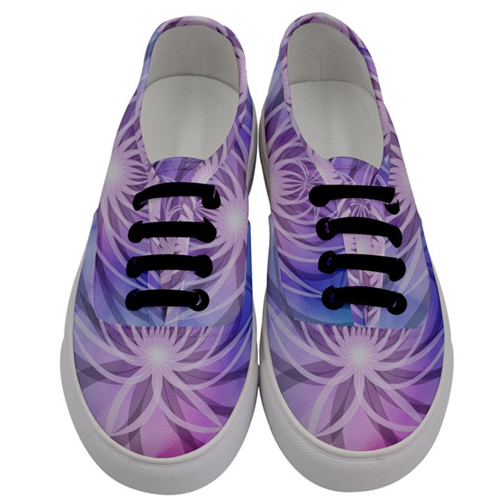 Watercolor Blue Purple Floral Pattern Men s Classic Low Top Sneakers