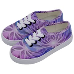 Watercolor Blue Purple Floral Pattern Kids  Classic Low Top Sneakers by SpinnyChairDesigns