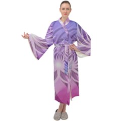 Watercolor Blue Purple Floral Pattern Maxi Velour Kimono by SpinnyChairDesigns