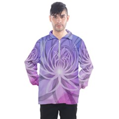 Watercolor Blue Purple Floral Pattern Men s Half Zip Pullover by SpinnyChairDesigns