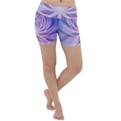 Watercolor Blue Purple Floral Pattern Lightweight Velour Yoga Shorts by SpinnyChairDesigns