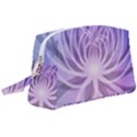 Watercolor Blue Purple Floral Pattern Wristlet Pouch Bag (Large) View1