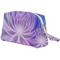 Watercolor Blue Purple Floral Pattern Wristlet Pouch Bag (Large) View2