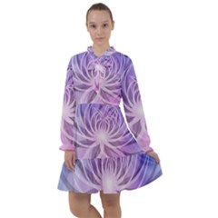 Watercolor Blue Purple Floral Pattern All Frills Chiffon Dress by SpinnyChairDesigns