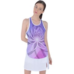 Watercolor Blue Purple Floral Pattern Racer Back Mesh Tank Top by SpinnyChairDesigns