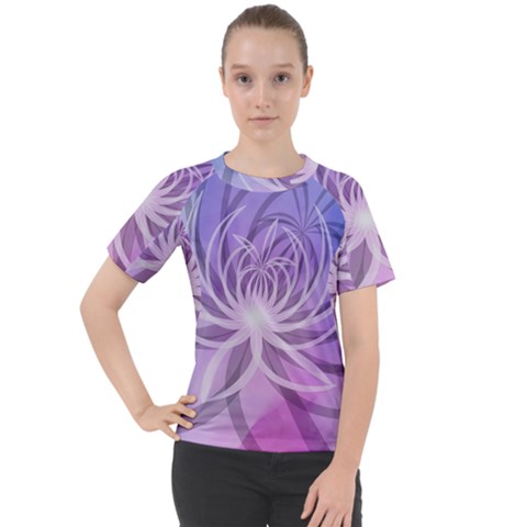 Watercolor Blue Purple Floral Pattern Women s Sport Raglan Tee by SpinnyChairDesigns