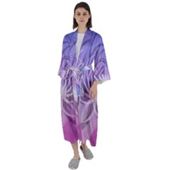 Watercolor Blue Purple Floral Pattern Maxi Satin Kimono by SpinnyChairDesigns