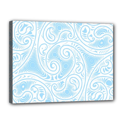 Light Blue And White Abstract Paisley Canvas 16  X 12  (stretched) by SpinnyChairDesigns