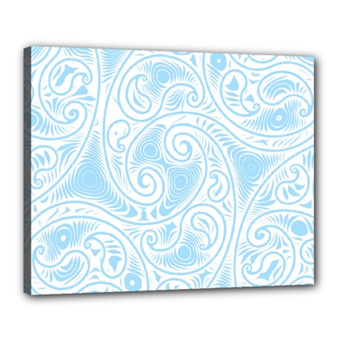 Light Blue And White Abstract Paisley Canvas 20  X 16  (stretched) by SpinnyChairDesigns