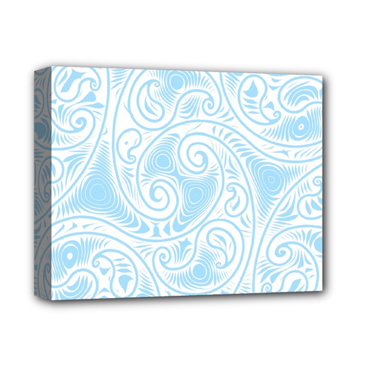 Light Blue and White Abstract Paisley Deluxe Canvas 14  x 11  (Stretched)