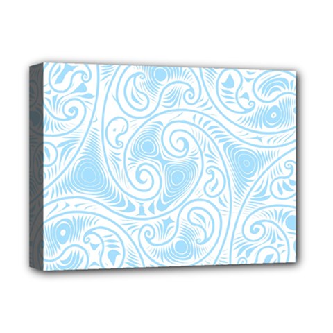 Light Blue And White Abstract Paisley Deluxe Canvas 16  X 12  (stretched)  by SpinnyChairDesigns