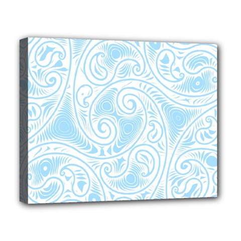 Light Blue And White Abstract Paisley Deluxe Canvas 20  X 16  (stretched) by SpinnyChairDesigns