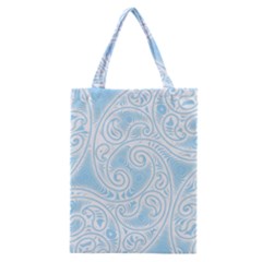 Light Blue And White Abstract Paisley Classic Tote Bag by SpinnyChairDesigns