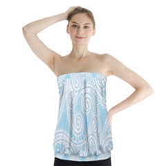 Light Blue And White Abstract Paisley Strapless Top by SpinnyChairDesigns