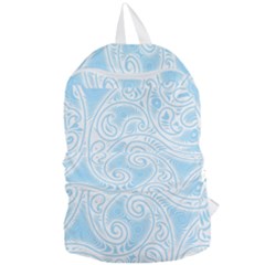 Light Blue And White Abstract Paisley Foldable Lightweight Backpack by SpinnyChairDesigns