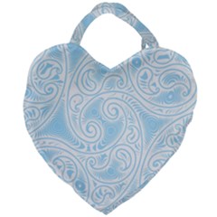 Light Blue And White Abstract Paisley Giant Heart Shaped Tote